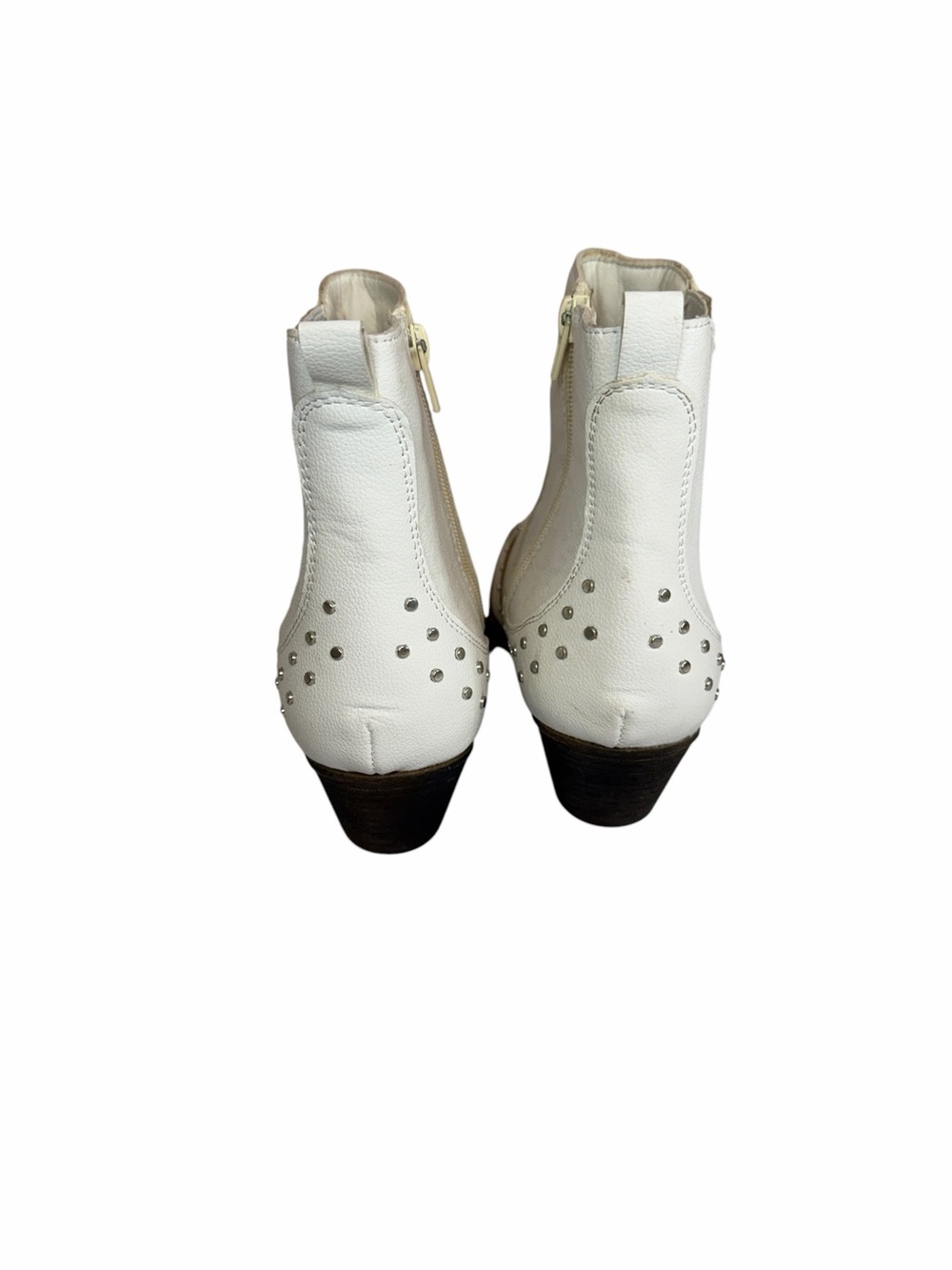 Sugar White Studded Western Ankle Booties - Picture 3 of 6